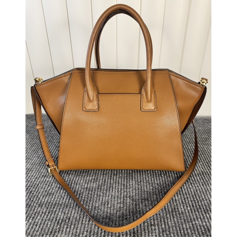 Michael Kors Large Avril Pebbled Brown Leather Satchel Crossbody Luggage NWOT - Picture 10 of 16
